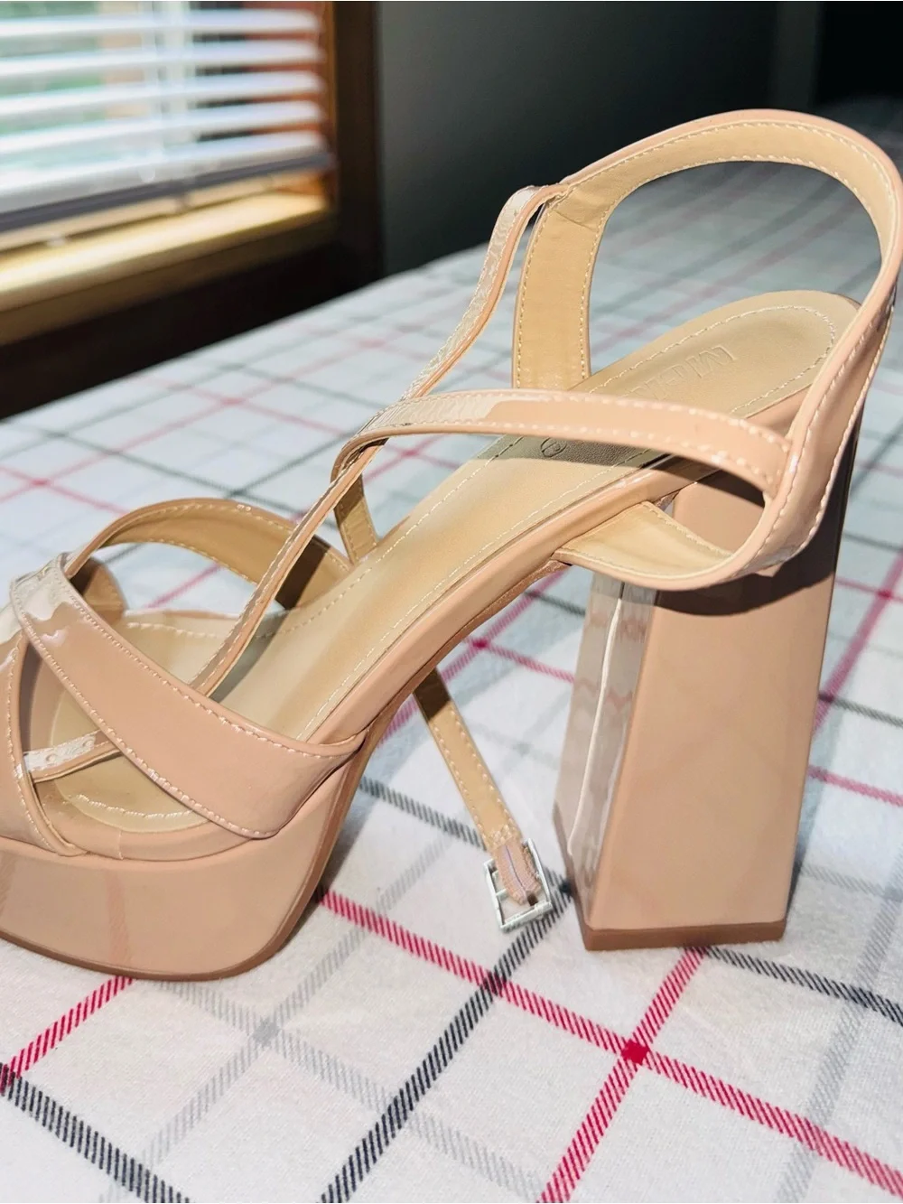 Platform Block Heel Sandals in Nude